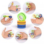 VLAMPO Magnetic Finger Rings Fidget Toys Colorful Magic Finger Game Hand Tool Stress Relievers for Adults and Children 6pcs(Orange+Yellow+2green+2blue)