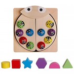 Wooden magnetic fishing and insect catching game toy suitable for children's shape and color cognitive classification memory exercise toy 3 4 5 years old girl boy child birthday learning education