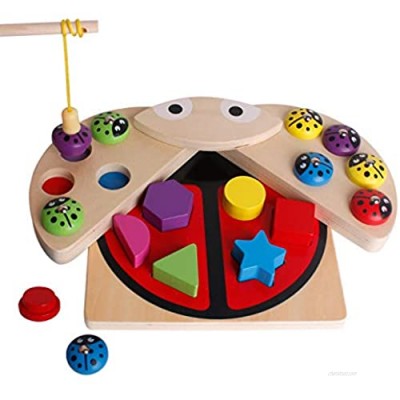 Wooden magnetic fishing and insect catching game toy  suitable for children's shape and color cognitive classification memory exercise toy 3 4 5 years old girl boy child birthday learning education