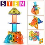 ZAYOR Magnetic Tiles 3D Clear Color Building Toys Magnetic Blocks for Kid Magnet Toys with Marble Run Educational STEM Toys for Kids Boys Girls Gift Age 3 4 5 6 7 8+ Year Old