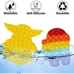 2 Pcs Push Pop Bubble Fidget Sensory Toys Silicone Squeeze Sensory Toys for Autism Special Needs Silicone Stress Relief Toy for Boys Girls Kids Adults （Among-Us Popitz Fidget Toy+ Yoda