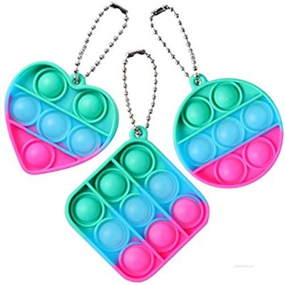 3 Pcs Mini Push pop Bubble Fidget Sensory Toy Washable Silicone Squeeze Toy Keychain Squeeze Sensory Toy Colorful Fidget Toy for Kids and Adults (Colorful-2)