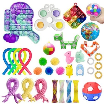 34 Pack Sensory Pop Fidget Pack Autism Special Fidget Toys Sets for Kids Boys Girls Stress Relief and Anti-Anxiety Toys Assortment Special Puzzle Balls for Birthday Party Favors