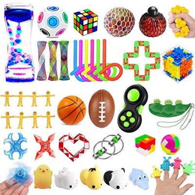 43 Pack Sensory Fidget Toys Set  Stress Relief and Anti-Anxiety Sensory Toys Pack for Kids Adults ADHD ADD Anxiety Autism with Stress Balls Squishy  Gifts for Birthday Party Favors Classroom Rewards
