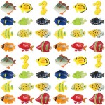 48 Pieces Tropical Fish Figure Play Set Tropical Fish Party Favors Assorted Plastic Fish Toys Sea Animals Toys for Kids 1 Inch Long