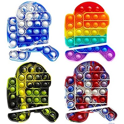 4Packs Among in Us Push Poping Bubble Fidget Toy  Silicone Stress Relieve Sensory Toy for Autism Special Needs  Squeeze Fidget Toy for Kids and Adults
