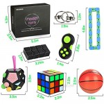 8 Pcs Sensory Fidget Toys Set for Kids Girls- Stress Reducer Anxiety Relief Toys for Focus & Calm Include 12 Side Fidget Toy Infinity Cube Fidget Pad Cube Flippy Chain Stress Ball Handheld Toy