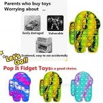 BINGLALA Among US Push Pop Bubble Fidget Toy tie dye Bubble Sensory Fidget Toy Autism Special Needs Stress Reliever for Kids & Adults