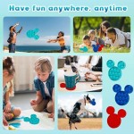 CONNOO 3PCS Push Bubble Popping Sensory Toys Sensory Toys for Autistic Children Push Pop Fidget Toy Stress Relief Toy for Kids Adults Students and Friends (Mouse Cyan + Red + Blue)