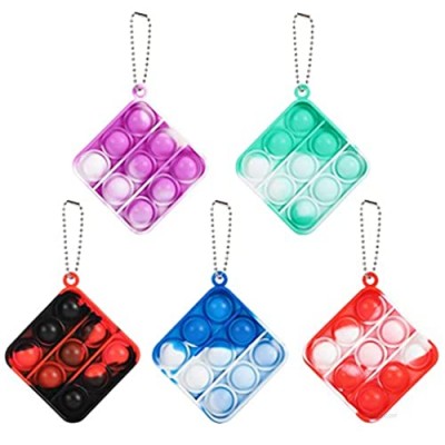 EIAIA 5 Pcs Push Pop Bubble Fidget Sensory Toys  Simple Fidget Toy  Mini Stress Relief Keychain Toy Hand Toy  Pop Anxiety Stress Reliever Gift for Adult Kids (Square)