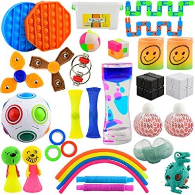 Happy Fidgets 30 pc Fidget Pack with Storage Box  Calming Sensory Toys Set for Stress Relief  Bored Boys  Girls  Teens  Adults  Kit of Fidgets