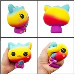 Kayoon 4 Pcs Jumbo Squishies Slow Rising Toys Kawaii Deer Cake Pink Dog Galaxy Deer Ice Cream Cat Squishys Pack for Kids Stress Toy and Party Favors