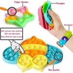 KLOMIER Pop Bubble Fidget Sensory Toy Silicone Stress Reliever Toy Sets 4 Pack Anti-Anxiety Squeeze Toys for Kids and Adults(Wristband+Fidget Spinner+Bee Puzzles+Pineapple)
