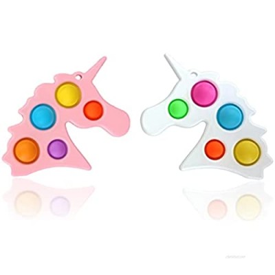 Kluyuexin 2Pack Simple Dimple Unicorn Fidget Toy Push pop Bubble Fidget Toy  Autism Special Needs Stress Reliever Squeeze Sensory Tools.Kids Adults (Unicorn Pink+White)