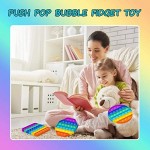 KOUQIYA Rainbow Pop Fidget Toys 3 Pack Push Pop Bubble Fidget Sensory Toy Anxiety Relief Toys Colorful ADHD Toys Fidgets Circle Round Square Octagon