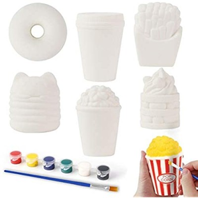 LovesTown Squishy Making Kit  6 Pcs DIY Squishies Slow Rising Jumbo Food DIY Dessert Toy Paint Your Own Squishies for Birthday Gifts