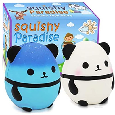 POKONBOY Jumbo Squishies Panda Squishy Toys - 2 Pack Kawaii Cute Panda Squishy Slow Rising Cream Scented Squishies Jumbo Stress Reliever Toys for Boys and Girls Birthday Party Supplies