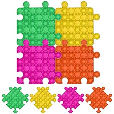 Pop Push It Fidget Sensory Bubble Toy 4 Pack – Big Pop Puzzle Design for Anxiety  Stress Relief and Fun – Huge Square Fidget Pop Toys for Kids & Adults
