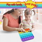 Push Pop Bubble Fidget Toy Pop Bubble Silicone Sensory Fidget Toy Autism Special Needs Stress Reliever for Kids Adults(2 Pcs Rainbow)