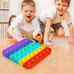 Push Pop Bubble Fidget Toy Pop Bubble Silicone Sensory Fidget Toy Autism Special Needs Stress Reliever for Kids Adults(2 Pcs Rainbow)