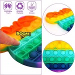 Push Pop Bubble Sensory Fidget Toy 2 Pack Rainbow Silicone Autism Special Needs Stress Reliever Toy Squeeze Sensory Toy for Kids and Adult