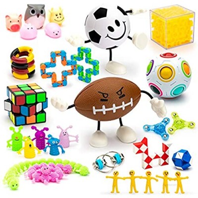 TAFULOR 30 Pack Fidget Toys Set  Relieves Stress and Anxiety Sensory Toys for Autistic Kids Adults  Perfect for Birthday Party Favors  Classroom Reward Prizes & Carnival with Gift Box