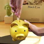 2 Pcs Cute Piggy Bank Unbreakable Plastic Kids Piggy Bank Durable Piggy Banks for Children Pig Money Bank Money Box Saving Coin Birthday Gifts for Boys Girls(Gold Red)