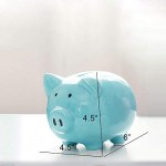 ArtBones Piggy Bank Ceramic Money Bank Coin Bank Chidren Gift for Boys Kids Girls Room Decor Small Size (Teal)