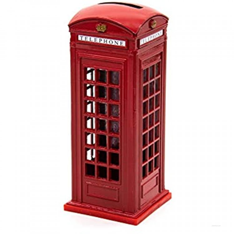AUEAR Delicate Lovely London Money Metal Alloy Piggy Bank Coin Box Change Souvenir Gift Box Home Decoration (Red Telephone Booth)
