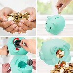 Aufind 2 Pieces Cute Piggy Bank Unbreakable Plastic Pig Money Bank Pig Money Box Coin Bank for Girls Boys Kids Practical Gifts for Birthday(Pink Blue)