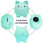 Aufind 2 Pieces Cute Piggy Bank Unbreakable Plastic Pig Money Bank Pig Money Box Coin Bank for Girls Boys Kids Practical Gifts for Birthday(Pink Blue)