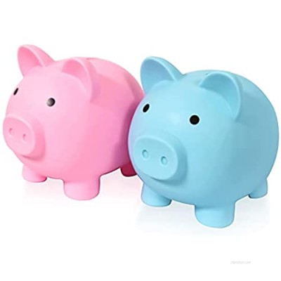 CELDANA 2 Pieces Cute Piggy Bank  Coin Bank for Boys and Girls  Cute Plastic Pig Money Bank  Adults Unbreakable Piggy Bank