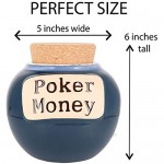 Cottage Creek Piggy Bank Poker Money Jar Round Ceramic Poker Fund Coin Bank Poker Night Savings Bank [Dark Blue]
