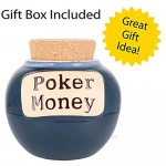 Cottage Creek Piggy Bank Poker Money Jar Round Ceramic Poker Fund Coin Bank Poker Night Savings Bank [Dark Blue]