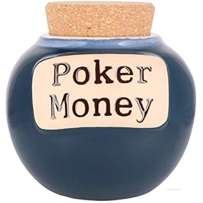 Cottage Creek Piggy Bank  Poker Money Jar  Round Ceramic Poker Fund Coin Bank  Poker Night Savings Bank [Dark Blue]