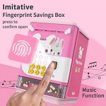 Deejoy Piggy Bank Toy Electronic Mini ATM Savings Machine with Personal Password & Fingerprint Unlocking Simulation - Music Box with Songs for Kids Boys and Girls Age 3-8 Years (Pink)