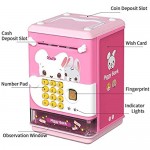 Deejoy Piggy Bank Toy Electronic Mini ATM Savings Machine with Personal Password & Fingerprint Unlocking Simulation - Music Box with Songs for Kids Boys and Girls Age 3-8 Years (Pink)