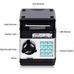 Electronic Kids Piggy Bank Mini ATM Auto Scroll Password Money Box Coin Cash Safety Vault with Coded Lock Best Gifts for Children Girls (Black)