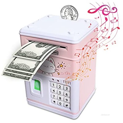 Fingerprint Piggy Bank for Girls Kids Real Money Safe  Electronic Plastic ATM Saving Bank  Smart Sensing Automatic Roll-in Cash