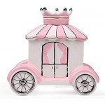 FORLONG Ceramic Piggy Bank for Girls，Princess Crown Carriage Coin Bank Money Box Baby Nursery Decor，Gift for Kids