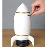 Gaolinci Rocket Ship Coin Bank Money Box Piggy Bank Home Decoration Space Theme Decorations for Kids Room