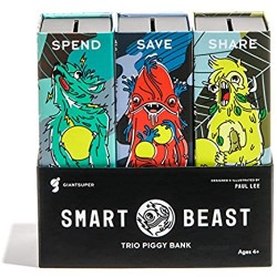 Giantsuper Smart Beast Trio Piggy Bank: 3-in-1 Money-Wise Educational Piggy Bank …