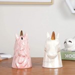 Hooshion Ceramic Unicorn Piggy Bank Unicorn Money Bank Coin Bank Desktop Decor for Kids Children Girls Boys Birthday Gift (Pink)