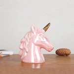Hooshion Ceramic Unicorn Piggy Bank Unicorn Money Bank Coin Bank Desktop Decor for Kids Children Girls Boys Birthday Gift (Pink)