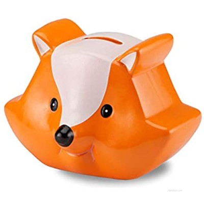 Kids Money Banks Collectible Decoration - Ceramic Fox Figurine Piggy Money Coin Bank  Animal Forest Theme Decor for Home Holiday Children Gifts (Orange Fox Bank)