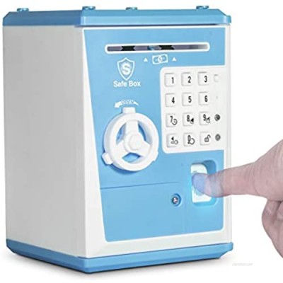 LIKE Toy Piggy Bank Safe Box Fingerprint ATM Bank ATM Machine Money Coin Savings Bank for Kids Blue
