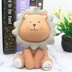 Lion Piggy Bank 7.2''H Sunny Lion Coin Bank H&W Resin Money Bank Brown M Size Best Christmas Birthday Gifts for Kids Boys Girls Home Decoration (WK010-D1)