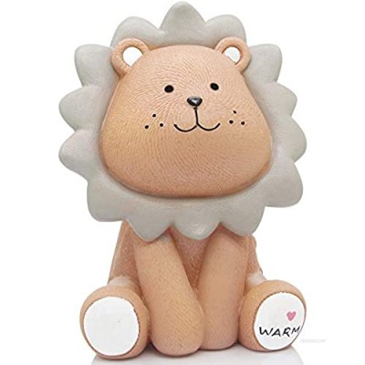 Lion Piggy Bank  7.2''H Sunny Lion Coin Bank  H&W Resin Money Bank  Brown M Size  Best Christmas Birthday Gifts for Kids Boys Girls Home Decoration (WK010-D1)