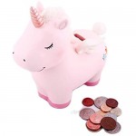 Lovely Rainbow Unicorn Piggy Bank for Girls Resin Unicorn Piggy Bank Kid‘s Money Banks Coin Banks Unicorn Gifts for 6/7/8 Year Old Girls Best Christmas Birthday Gifts for Kids/Childrenren