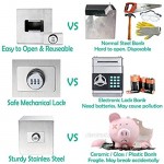 Piggy Bank for Adults | Password Piggy Bank for Reuse | Stainless Steel Piggy Bank to Help Save for Vacation & Wedding & Education Fund | 5.9-inch